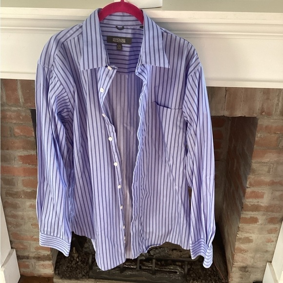 KENNETH Cole Reaction Blue Striped Button Down Mens Shirt Size Large​ - Picture 1 of 5